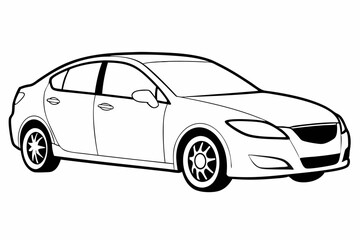 Fototapeta premium Mazda3 Car Vector Illustration with White Background Cartoons, Clipart, Line Art Design, Mazda3 car vector illustration with white background, perfect for cartoons and clipart
