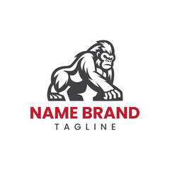 Crawling Gorilla Body Logo Vector