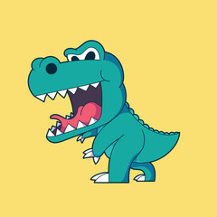 Cute rex dinosaur with its big mouth and pointy teeth