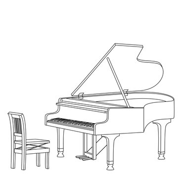 グランドピアノの線画
