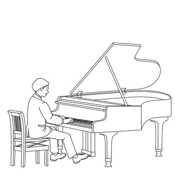 グランドピアノを演奏する人