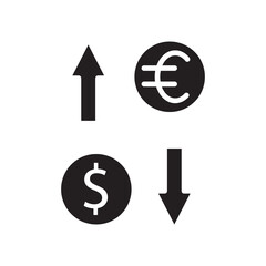 Obraz premium Dollar exchange rate balance icon. simple flat black illustration on white background..eps