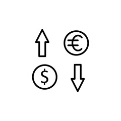 Dollar exchange rate balance outline icon. simple flat black illustration on white background..eps
