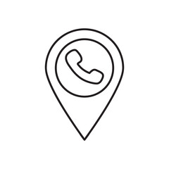 Handset icon. Flat design. map pin with Handset icon illustration on white background..eps