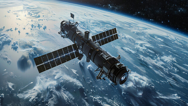  realistic high-resolution photo of cubesat, with detailed background