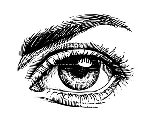 Obraz premium woman beautiful eye engraving black and white outline
