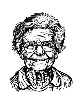 recommend clip art: grandma portrait engraving black and white outline