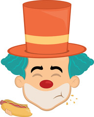 vector illustration face character clown cartoon eating fast food from a hot dog