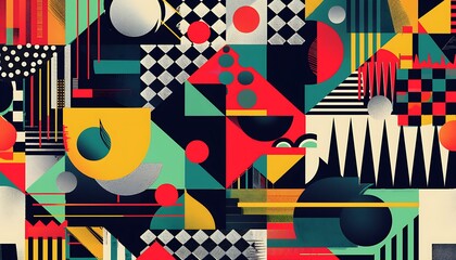 Obraz premium Abstract Geometric Composition in Vibrant Colors