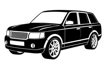 Range Rover Car Vector Illustration White Background, Cartoon, Clipart, Line Art Design, Range Rover car vector illustration with a white background in cartoon, clipart, and line art style.