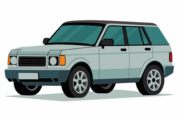 Range Rover Car Vector Illustration White Background, Cartoon, Clipart, Line Art Design, Range Rover car vector illustration with a white background in cartoon, clipart, and line art style.