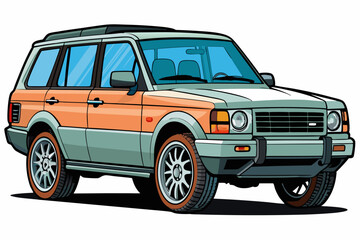 Range Rover Car Vector Illustration White Background, Cartoon, Clipart, Line Art Design, Range Rover car vector illustration with a white background in cartoon, clipart, and line art style.