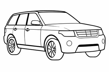 Range Rover Car Vector Illustration White Background, Cartoon, Clipart, Line Art Design, Range Rover car vector illustration with a white background in cartoon, clipart, and line art style.