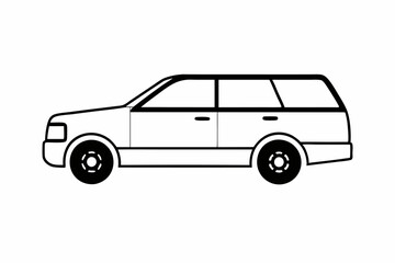 Obraz premium Range Rover Car Vector Illustration White Background, Cartoon, Clipart, Line Art Design, Range Rover car vector illustration with a white background in cartoon, clipart, and line art style.