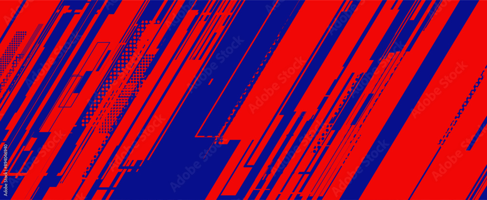 Aufkleber a red and blue background with lines and dots