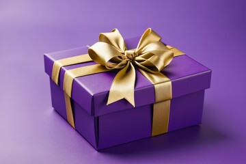 Obraz premium purple gift boxes with ribbons decorated for a celebration isolated purple background