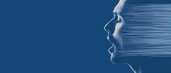 A dynamic image of a businessperson brainstorming, banner, with copy space