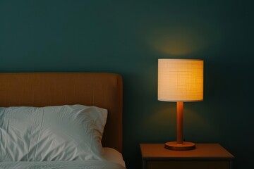 A serene bedroom featuring uncluttered surfaces and soft lighting, banner, with copy space