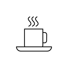 Cup of hot Coffee filled outline icon, simple flat black linear illustration on white background..eps