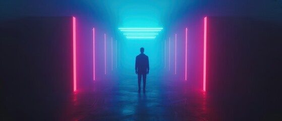 The customer experience ad highlights an ultramodern, supernatural scene, with copy space for showcasing seamless and personalized interactions