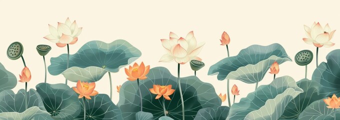 Gongbi Painting Lotus Illustration
