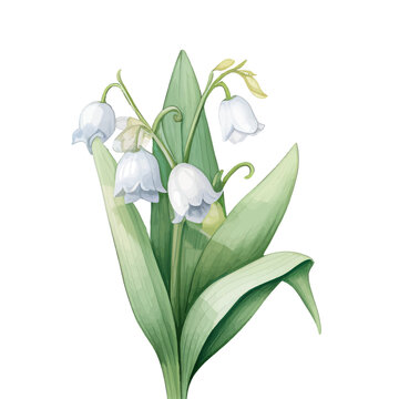 watercolor lily of the valley flowers clip art preview