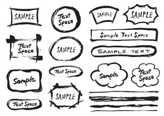 黒いインクのラフな手書きのたくさんのフレームセット