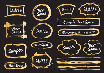 金のインクのラフな手書きのたくさんのフレームセット