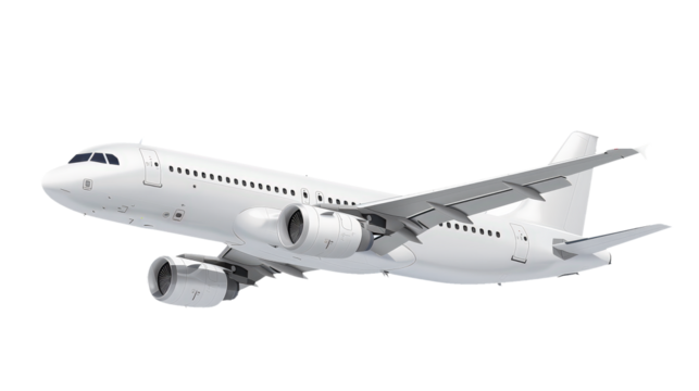 Commercial Airplane PNG – Isolated Aircraft on Transparent Background for Aviation Design Projects