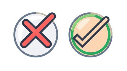 Right and wrong 3d icons isolated on transparent background