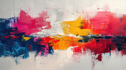 Fototapeta premium Abstract Colorful Strokes in Vibrant Red, Yellow, and Blue Palette