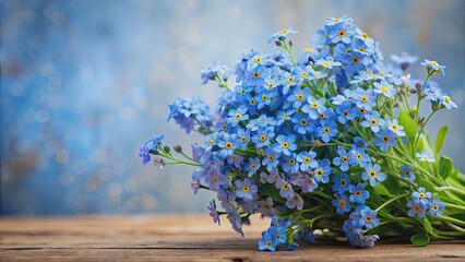 Bouquet of delicate forgetmenots on a background, flowers, blue, small, dainty, fragrant, delicate, spring, floral, isolated