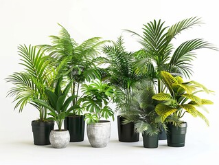 Obraz premium Isolated on white background, potted green houseplants for decor