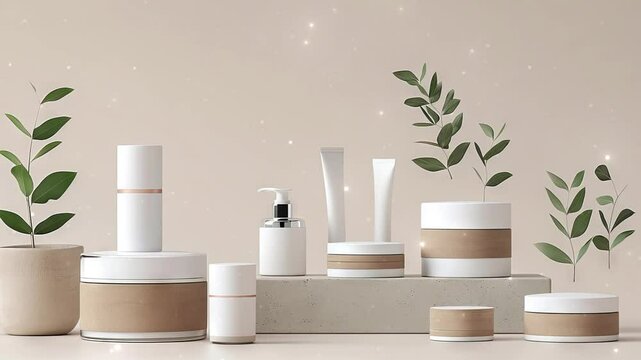 Highresolution product packaging mockups for a natural cosmetics line, featuring ecofriendly materials and minimalist design, perfect for branding presentations.