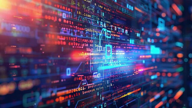 A digital technology background with a focus on the acronym API, which stands for Application Programming Interface, highlighted in the center amidst abstract high-tech elements and binary code.