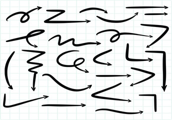 Hand draw directional arrows set sketch design