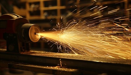 Sparks Fly from an Angle Grinder
