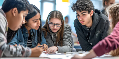 Collaborative Learning: Students Working Together on Projects," "Group Study: Engaged Students Discussing Ideas"