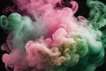 Fototapeta premium Colorful Smoke Cloud with Green, Pink, and White Swirls