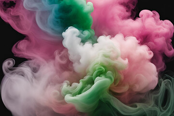 Obraz premium Colorful Smoke Cloud with Green, Pink, and White Swirls