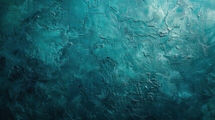 Wall texture dark blue-green. Gradient. rich shade of teal. aged, uneven concrete surface with tone. Close-up. Vintage-style abstract backdrop with room for design