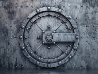 Fototapeta premium Durable safe door symbolizing fortification in banking vaults