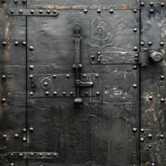 Fototapeta premium Heavyduty metallic safe door representing protection in banking vaults