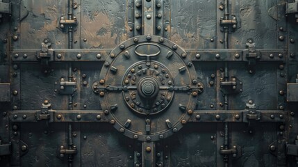 Heavyduty safe door, emphasizing fortification and protection