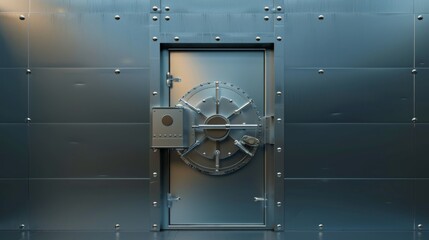 Heavyduty safe door, highlighting protection and security in banking