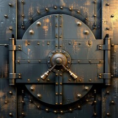 Heavyduty safe door, symbolizing protection in banking and vaults