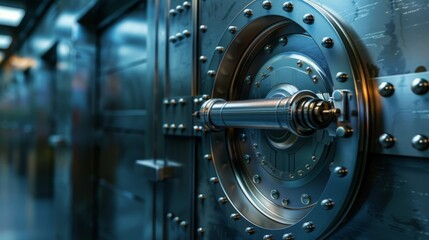 Strong metallic safe door representing security in vaults