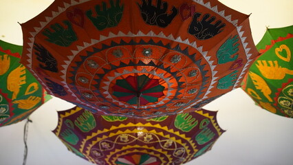 Indian umbrellas in roof