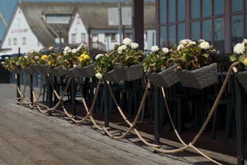 Wooden weathered boardwalk in Steveston marina - 1