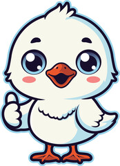 Cute animals vector sticker, funny, little, cute, seagull bird, mascot cartoon character
